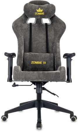 Кресло игровое Zombie 51 велюр серый Light-19